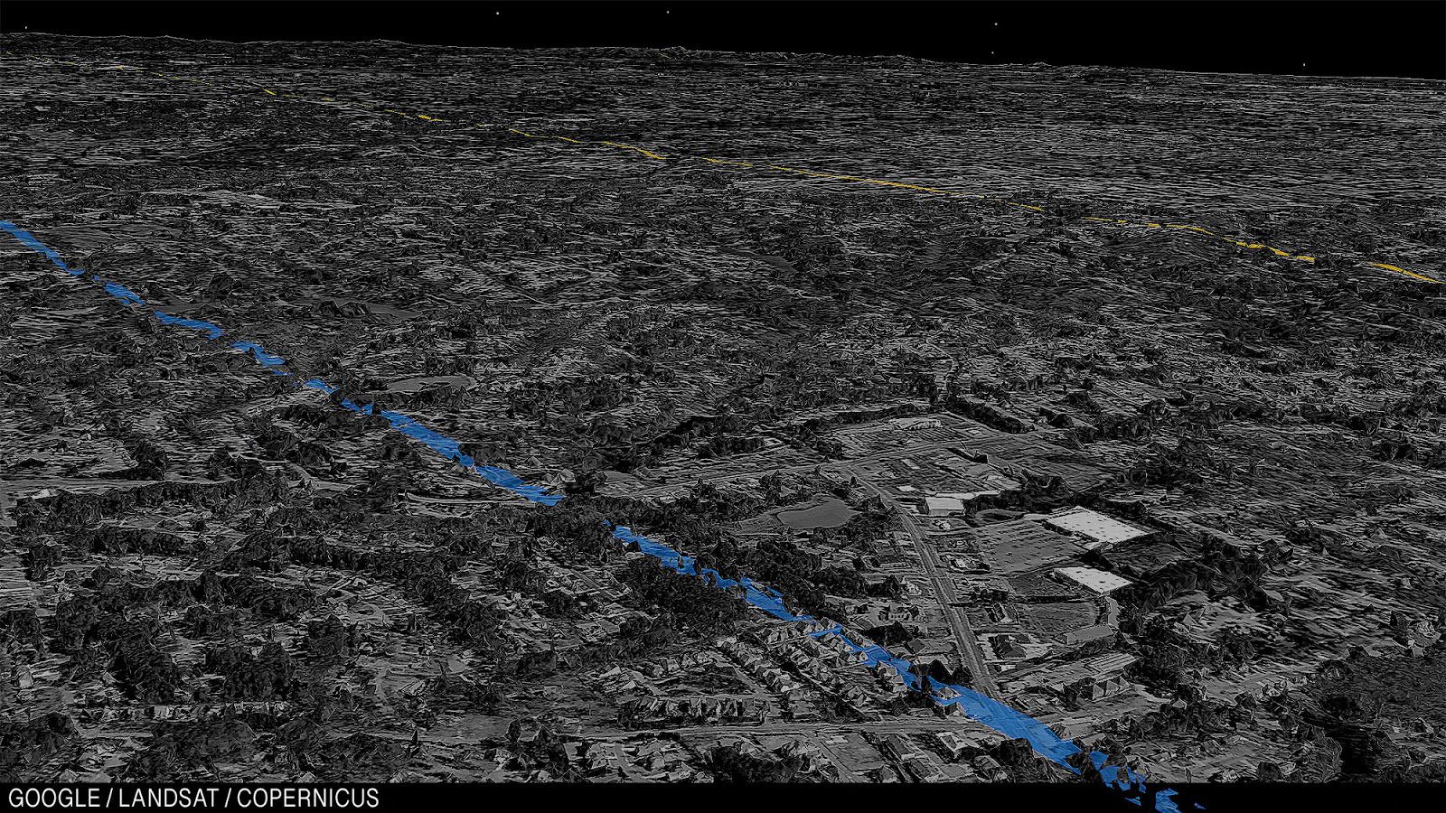 The Georgia Tech and Georgia State fields, running through north Atlanta.