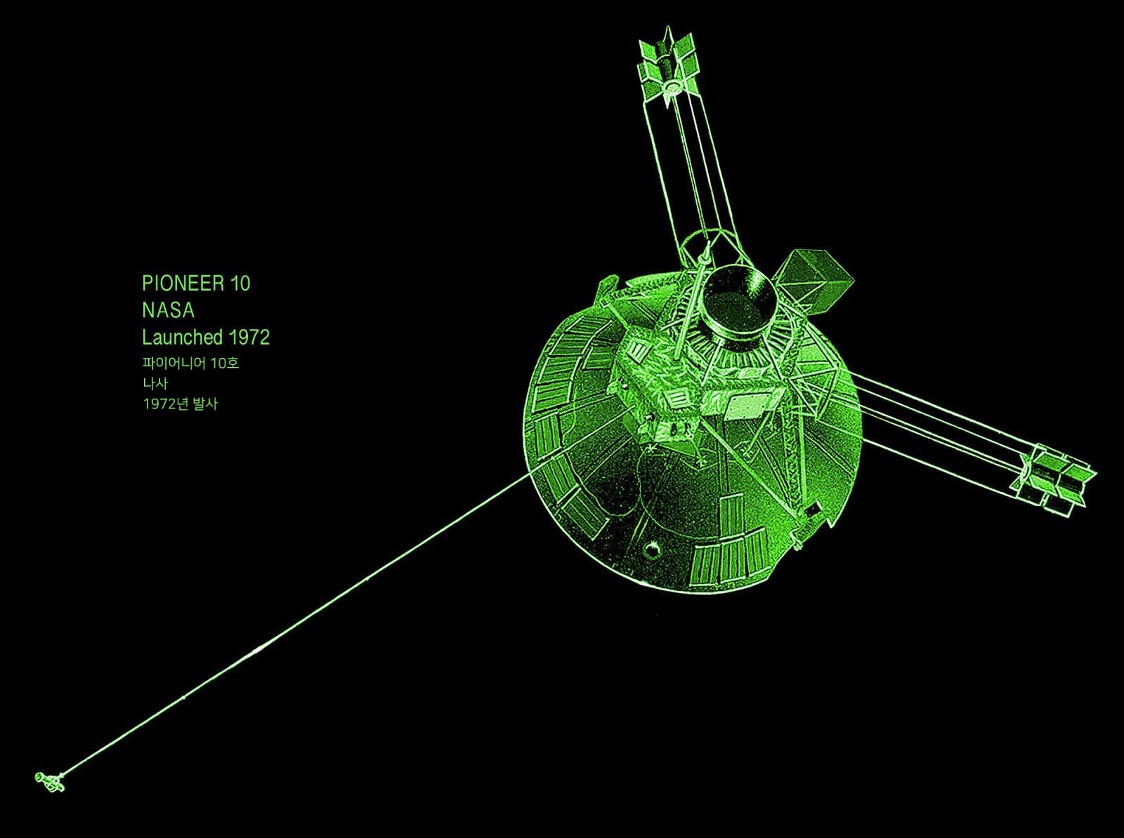 An illustration of Pioneer 10.