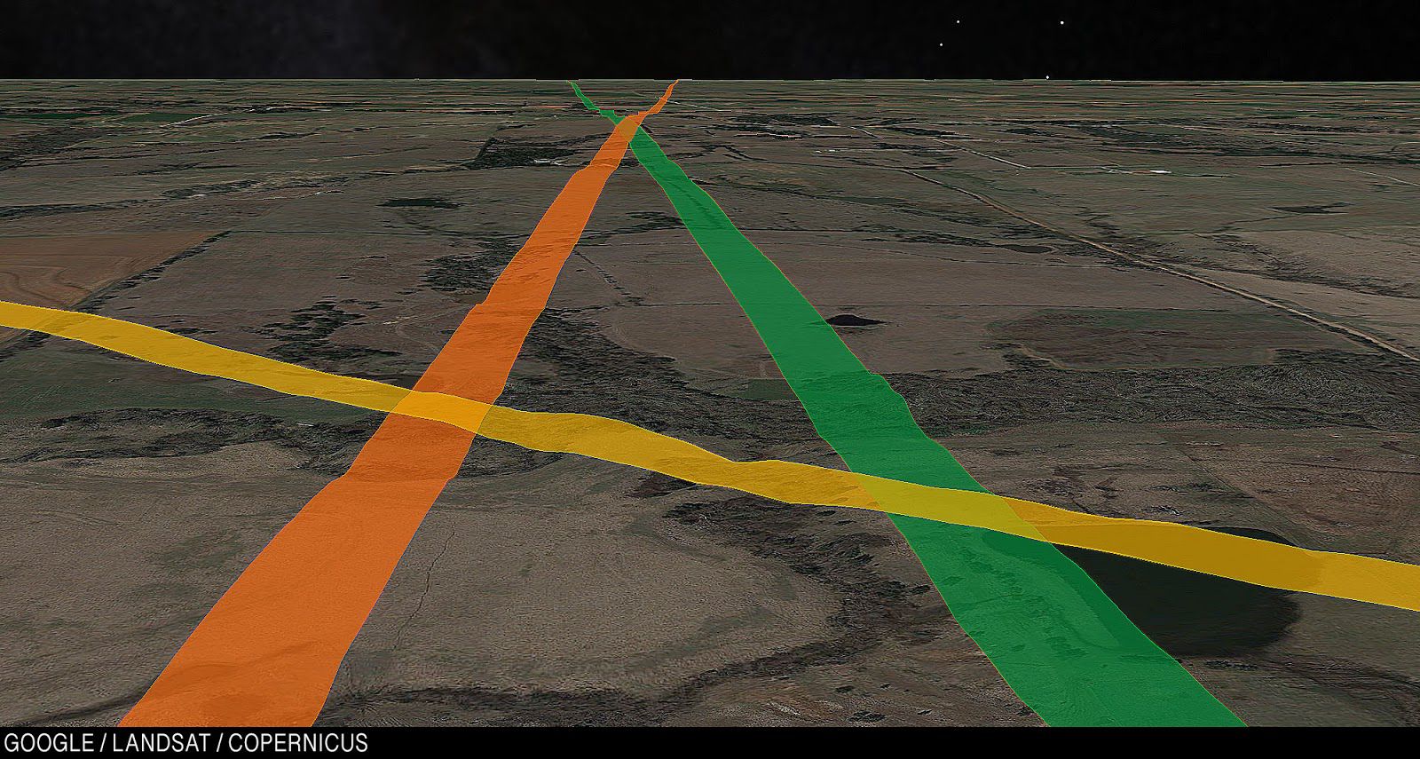 The fields of Grambling State, Texas, and North Texas narrowly miss each other.