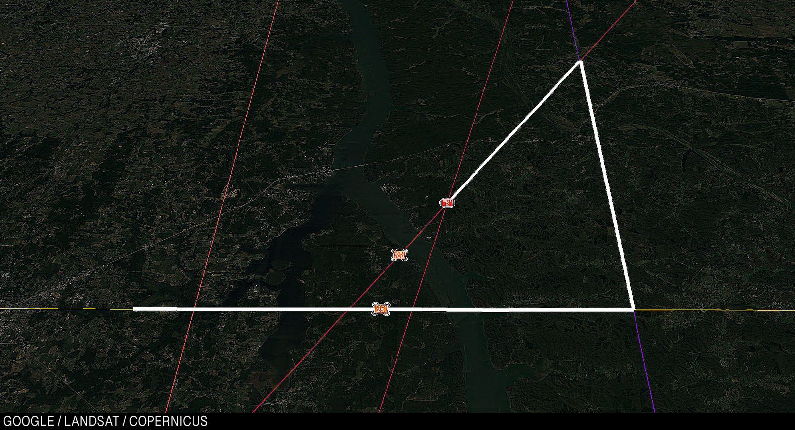 Manny’s proposed route, which takes a much wider turn and has them pivoting south on the Northwestern field instead.