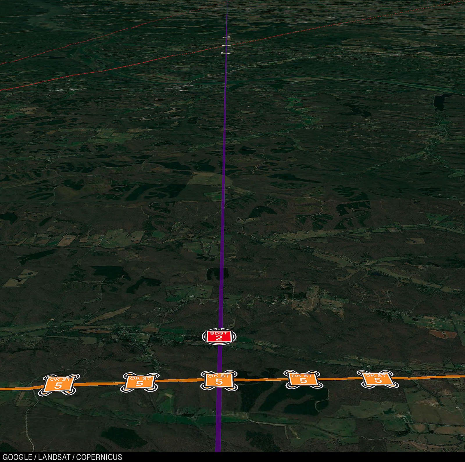 Map showing Nick and Manny’s location very close to the Northwestern-Oklahoma State intersectin, where 25 Oklahoma State players are waiting.