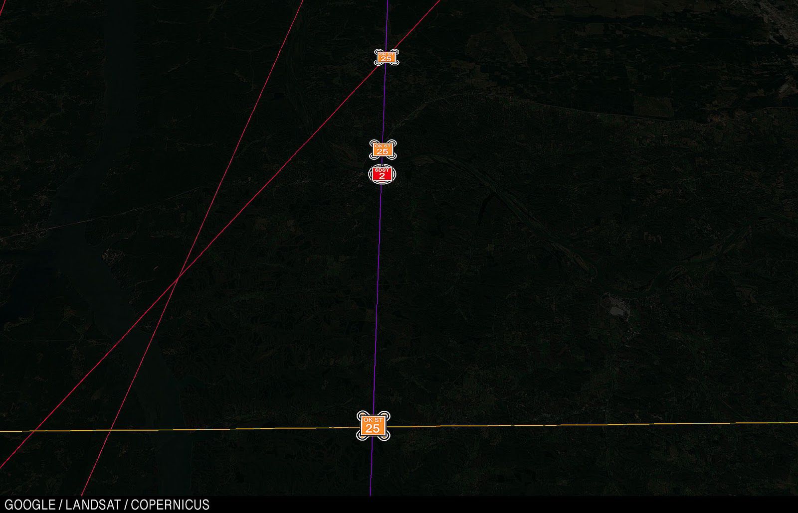 Map showing that Nick and Manny have headed north, but are now about to run into another 25-player Oklahoma State squad.