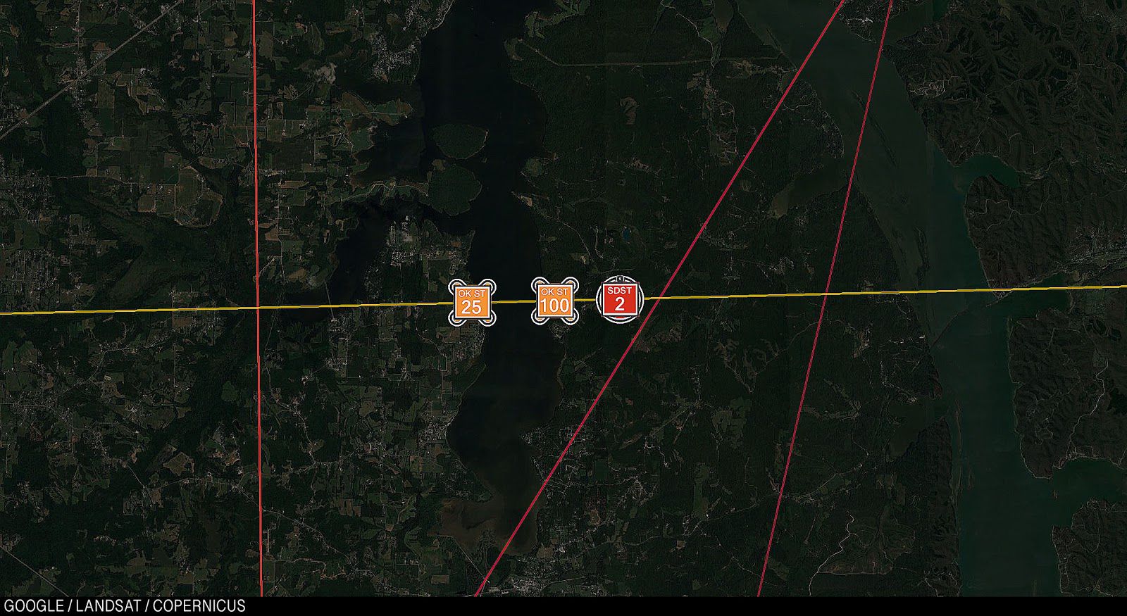 Overhead map showing Nick and Manny with 125 Oklahoma State players in close pursuit.